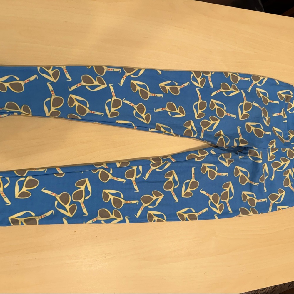 LuLaRoe Blue Leggings with Sunglasses Print